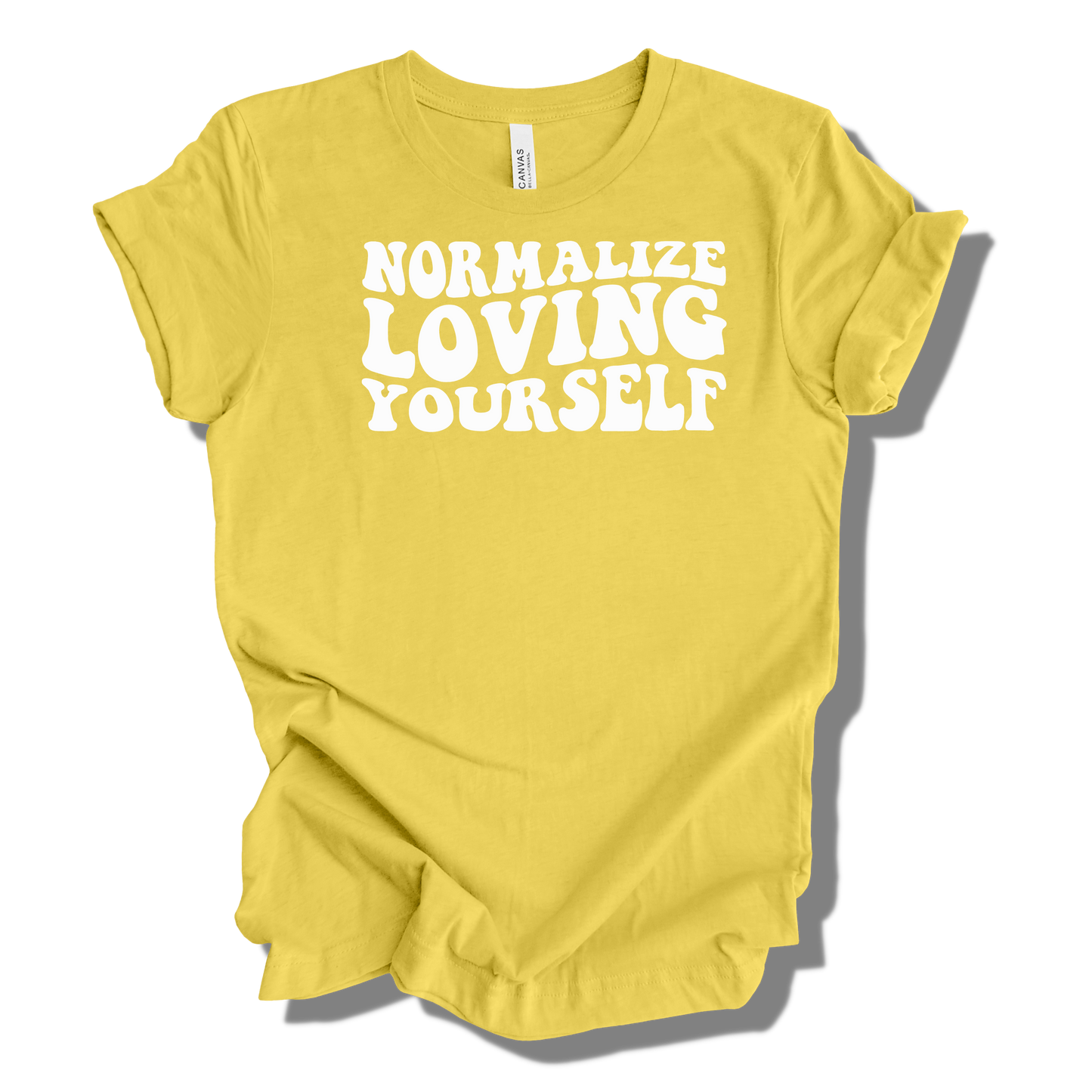 NORMALIZE LOVING YOURSELF T-SHIRT (WHITE WORDING)