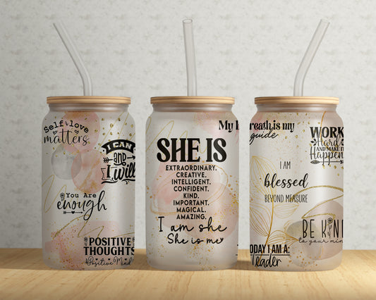 "SHE IS" 16 OZ LIBBY CUPS